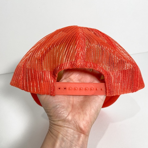 Vintage Reddish Orange Trucker Hat Mesh Snapback Beer Drinking Funny Novelty - Picture 3 of 15